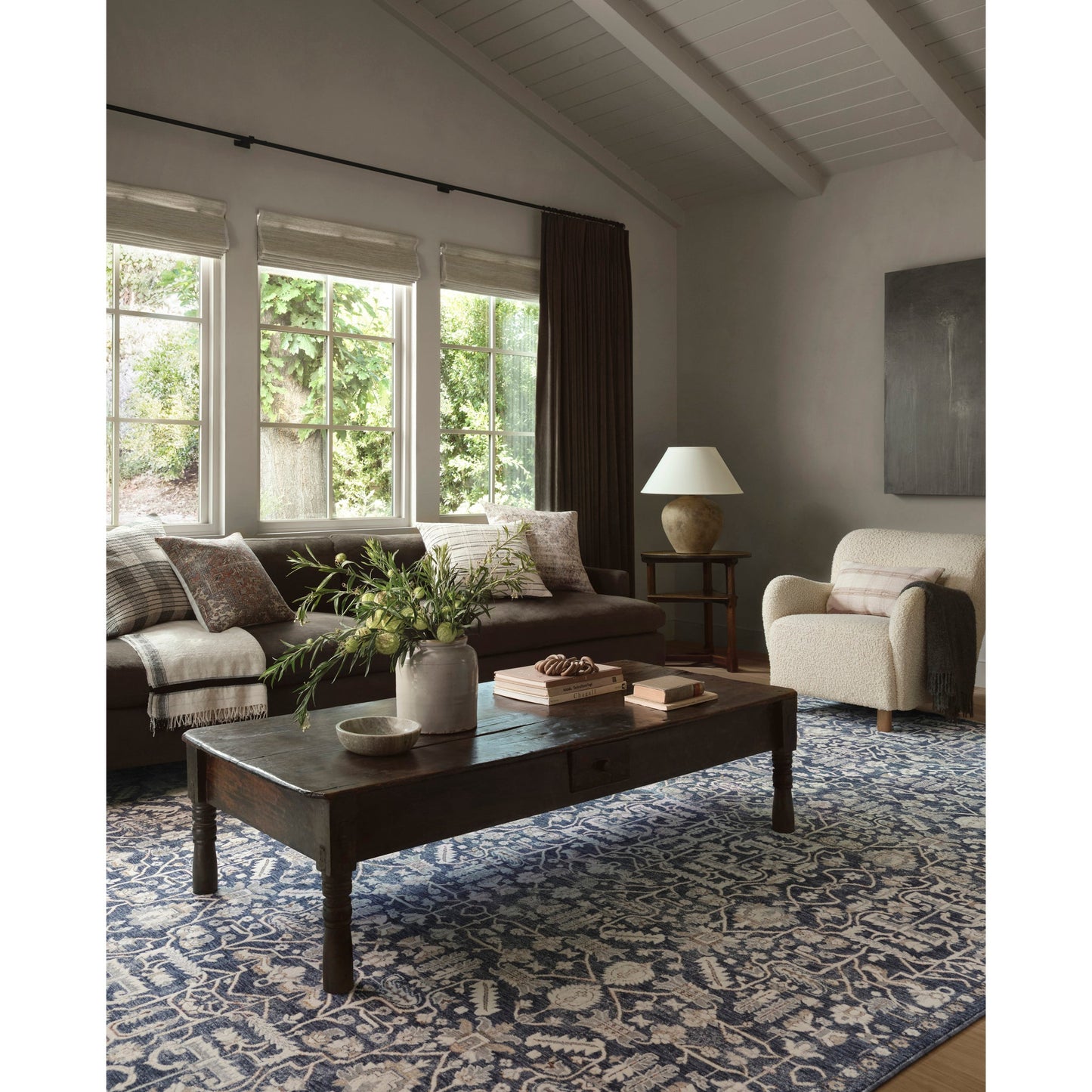 Amber Lewis x Loloi Zuma Rug in Blue/Ivory