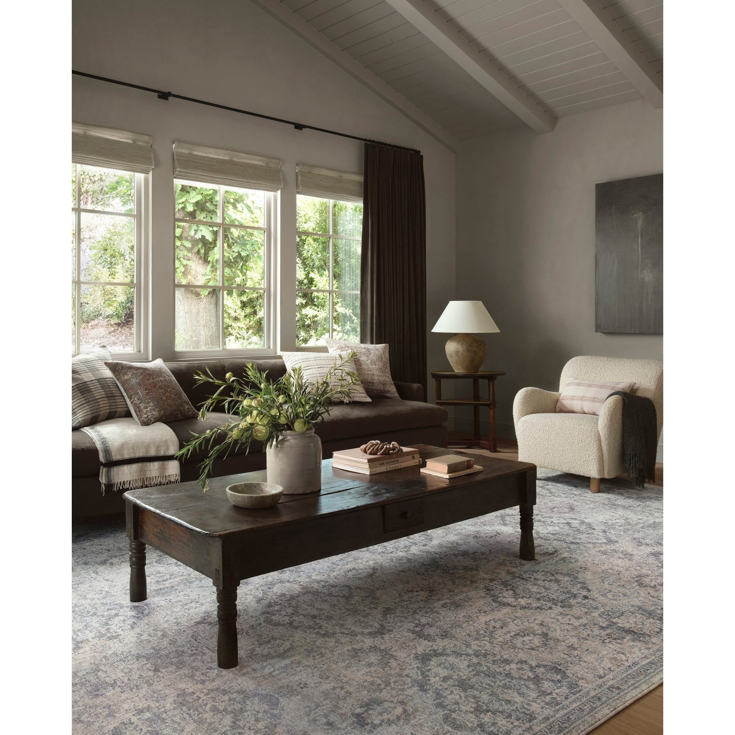 Amber Lewis x Loloi Zuma Rug in Pebble/Stone