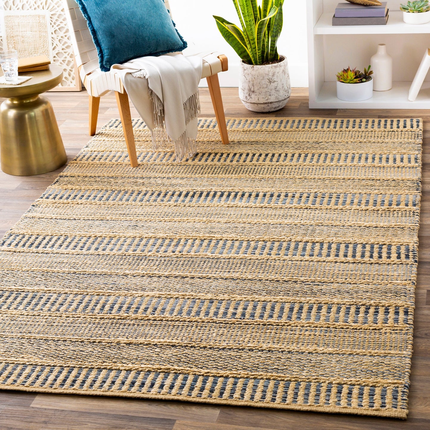 Albert Handwoven Jute Rug in Denim
