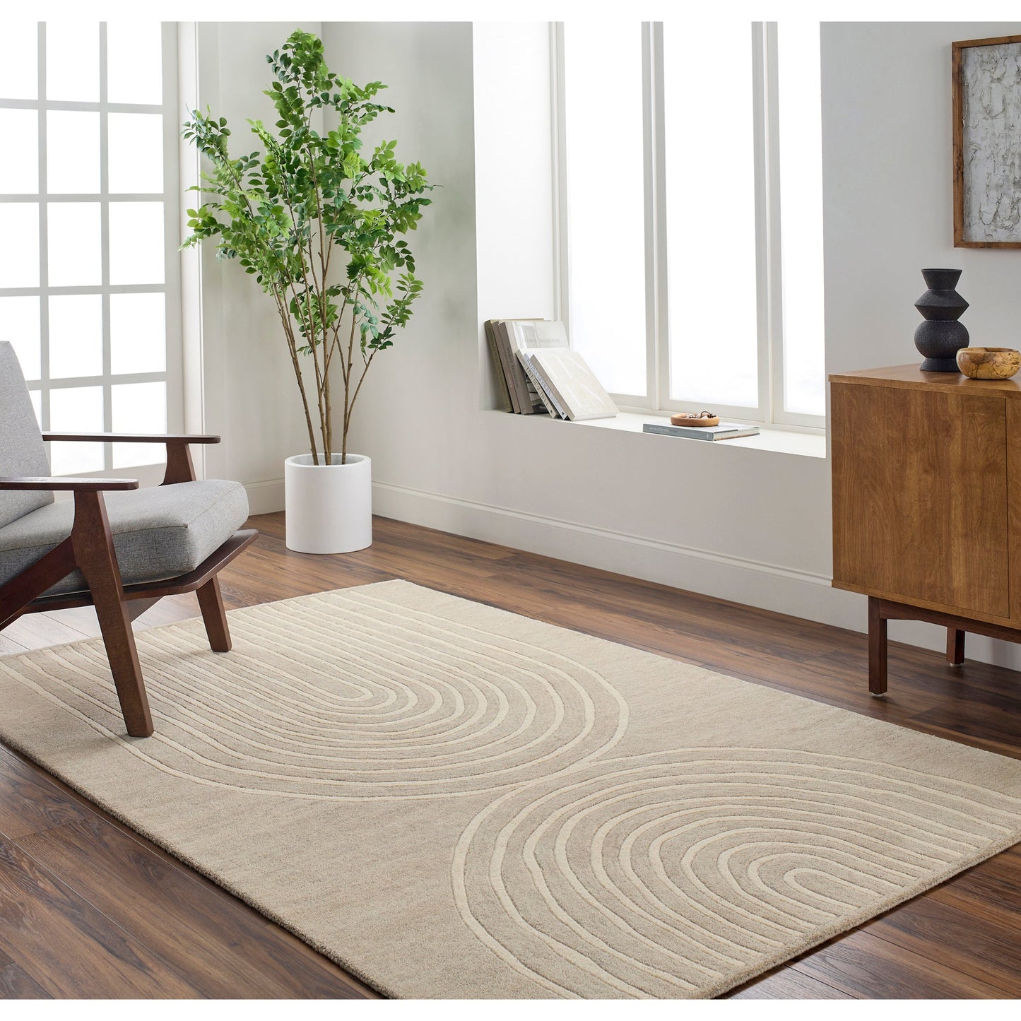 Isla Hand Tufted Wool Rug in Ash/Pearl