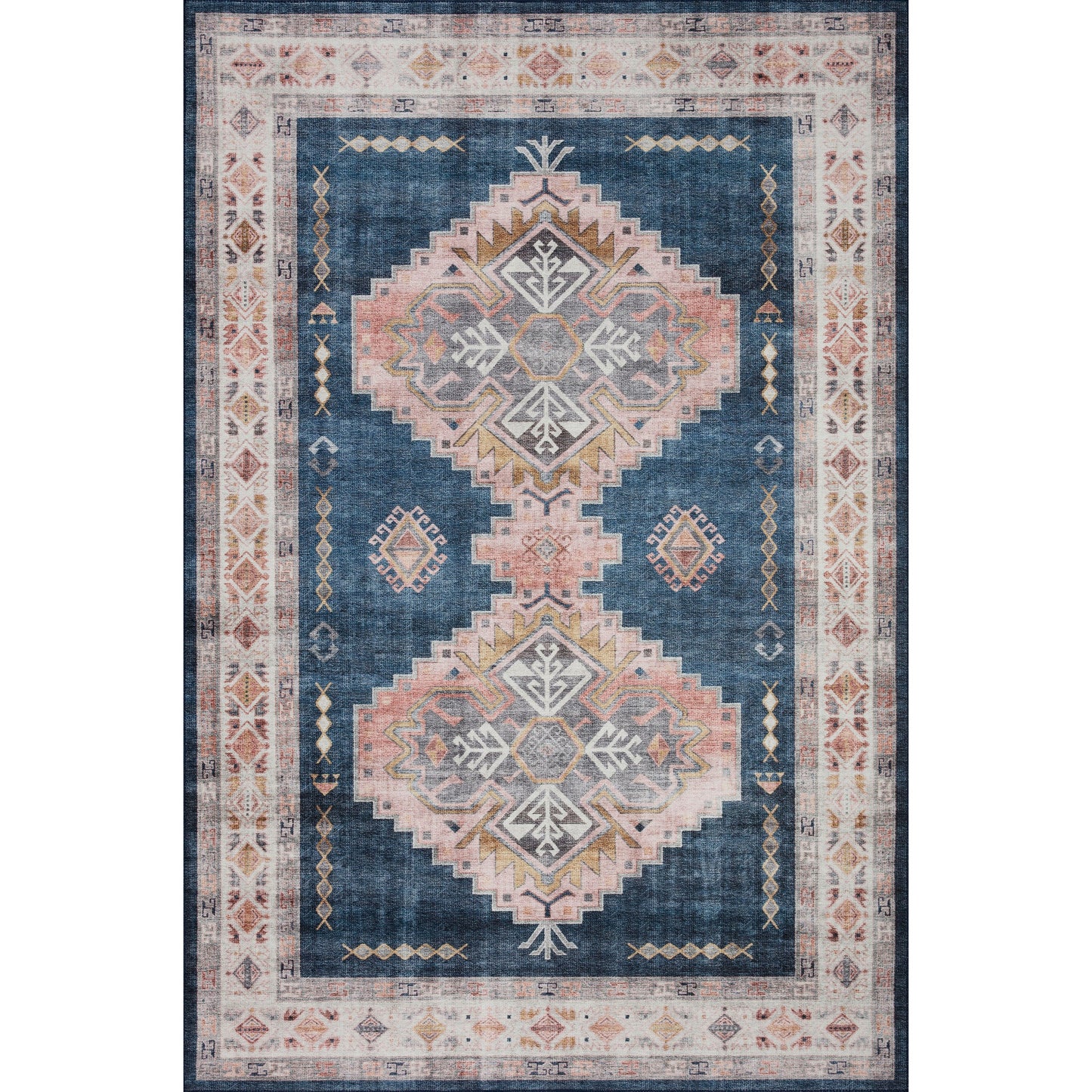 Heidi Rug in Denim/Blush