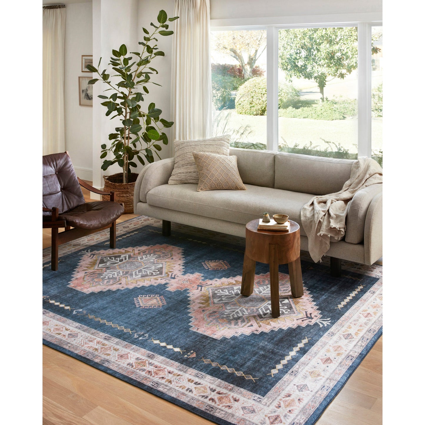 Heidi Rug in Denim/Blush