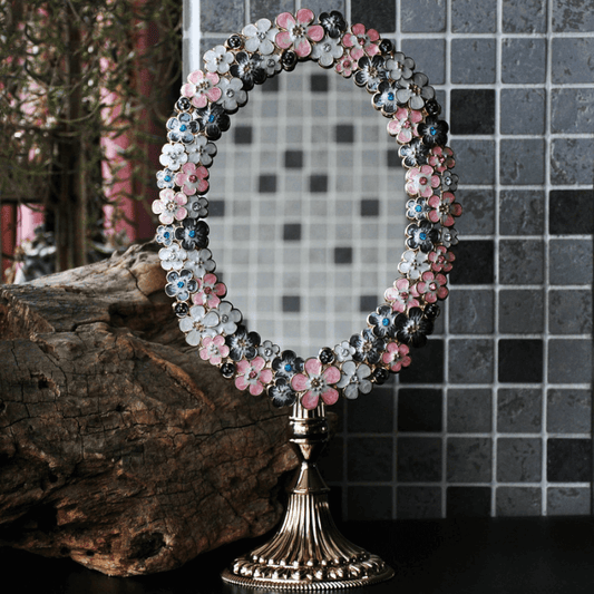 Retro Floral Desktop Vanity Mirror
