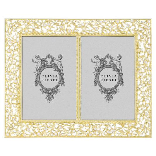Eleanor Gold Double Photo Frame, 4" x 6" by Olivia Riegel