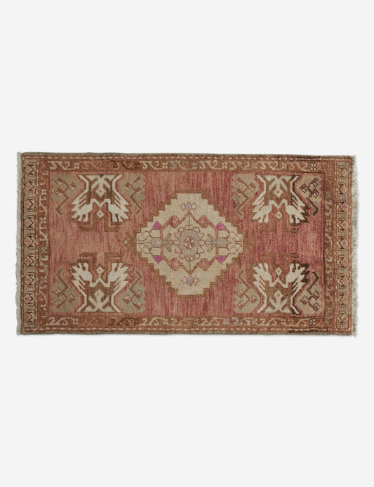 Vintage Turkish Hand-Knotted Wool Mini Rug No. 205, 1'8" x 2'11"