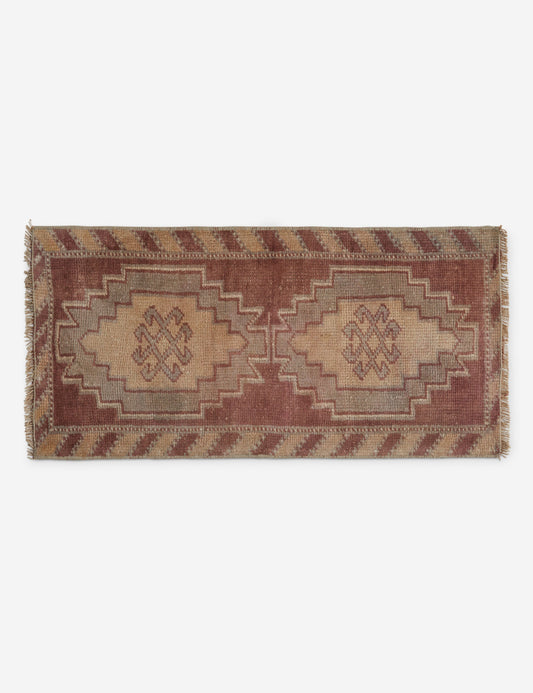 Vintage Turkish Hand-Knotted Wool Mini Rug No. 206, 1'4" x 3'1"