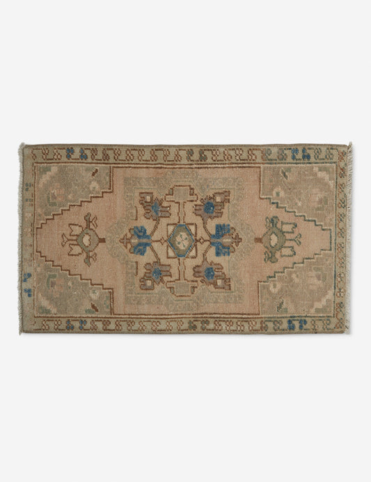 Vintage Turkish Hand-Knotted Wool Mini Rug No. 207, 1'7" x 2'9"