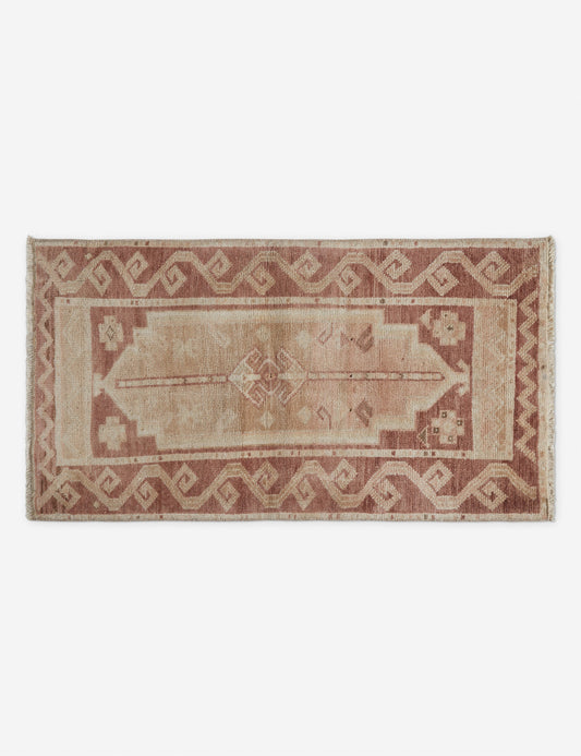 Vintage Turkish Hand-Knotted Wool Mini Rug No. 214, 1'12" x 3'1"