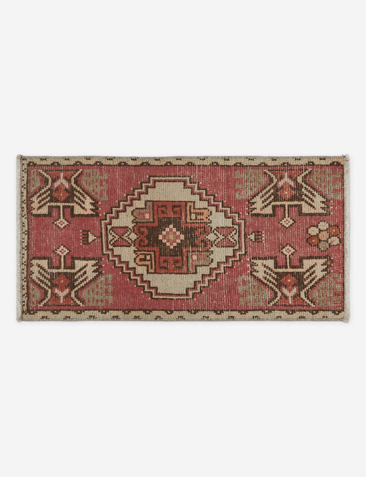 Vintage Turkish Hand-Knotted Wool Mini Rug No. 215, 1'6" x 3'