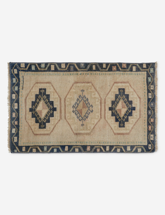 Vintage Turkish Hand-Knotted Wool Mini Rug No. 221, 1'7" x 2'6"