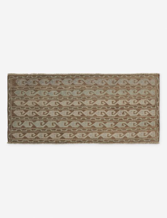 Vintage Turkish Hand-Knotted Wool Mini Rug No. 224, 1'8" x 3'9"