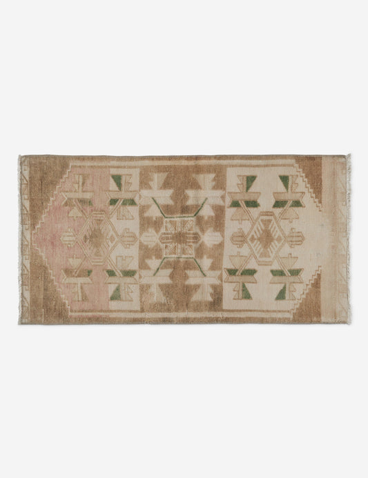 Vintage Turkish Hand-Knotted Wool Mini Rug No. 230, 1'9" x 3'7"