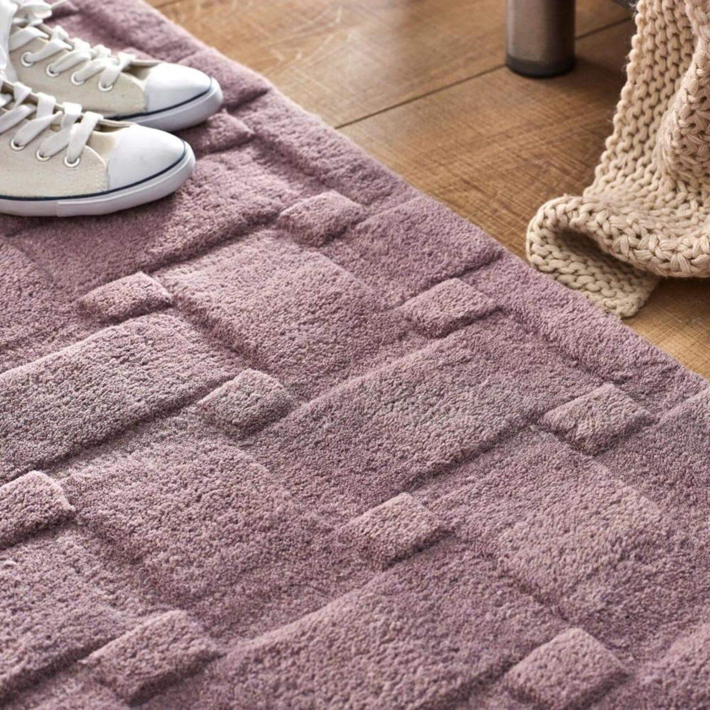 Basketweave Lilac Wool Rug