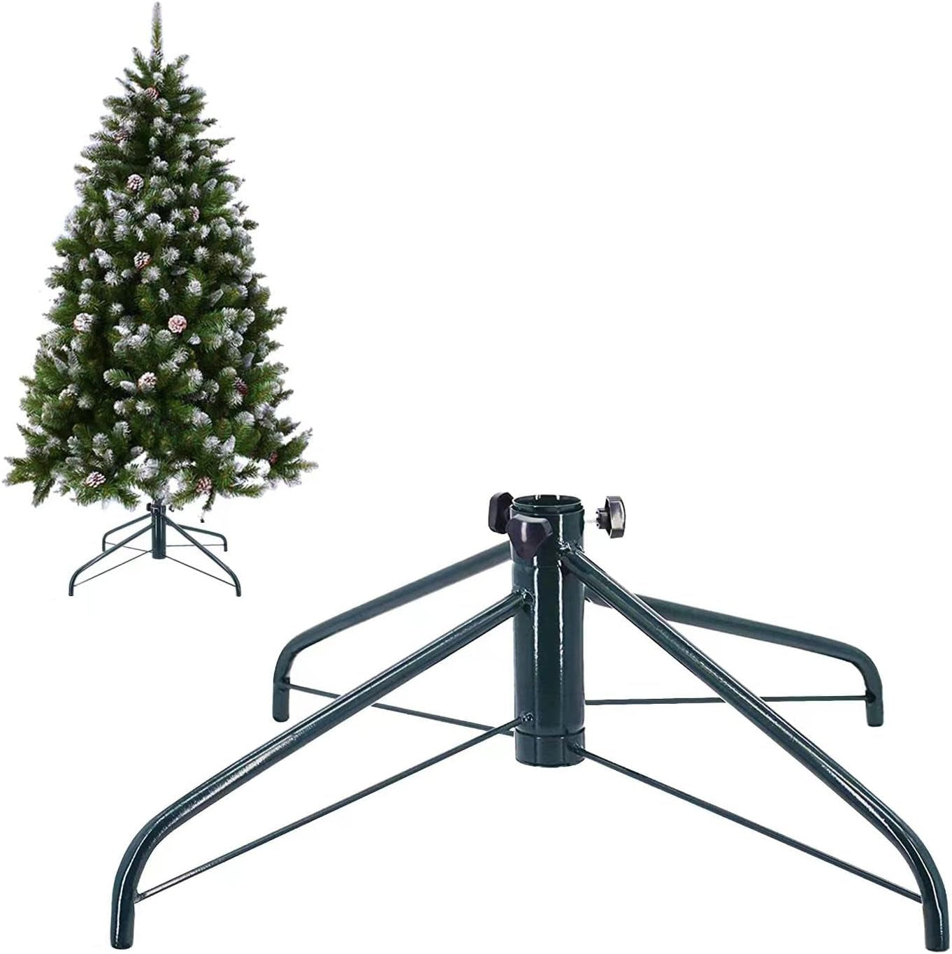 OVOV 54Cm Christmas Tree Stand with Wheels Iron Metal Base 4 Feets Party Decorations (Green) Home & Garden > Decor > Seasonal & Holiday Decorations OV G+4W 21.65"