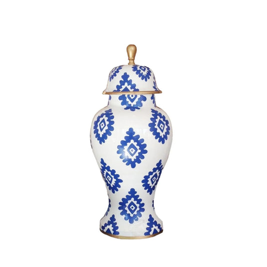 Block Print Ginger Jar - Vases & Jars - The Well Appointed House