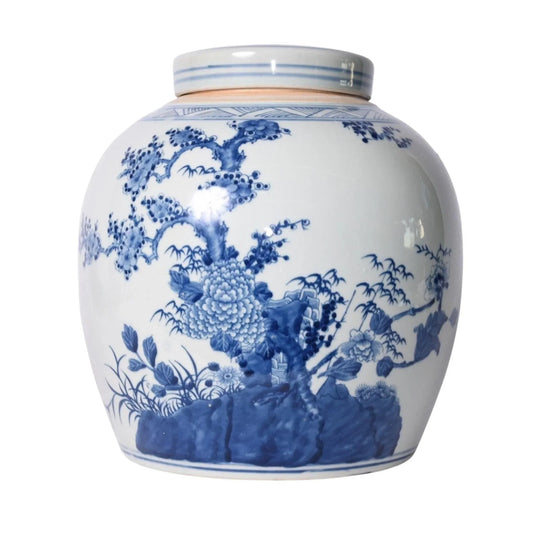 Blue And White Porcelain Four Season Plants Melon Jar