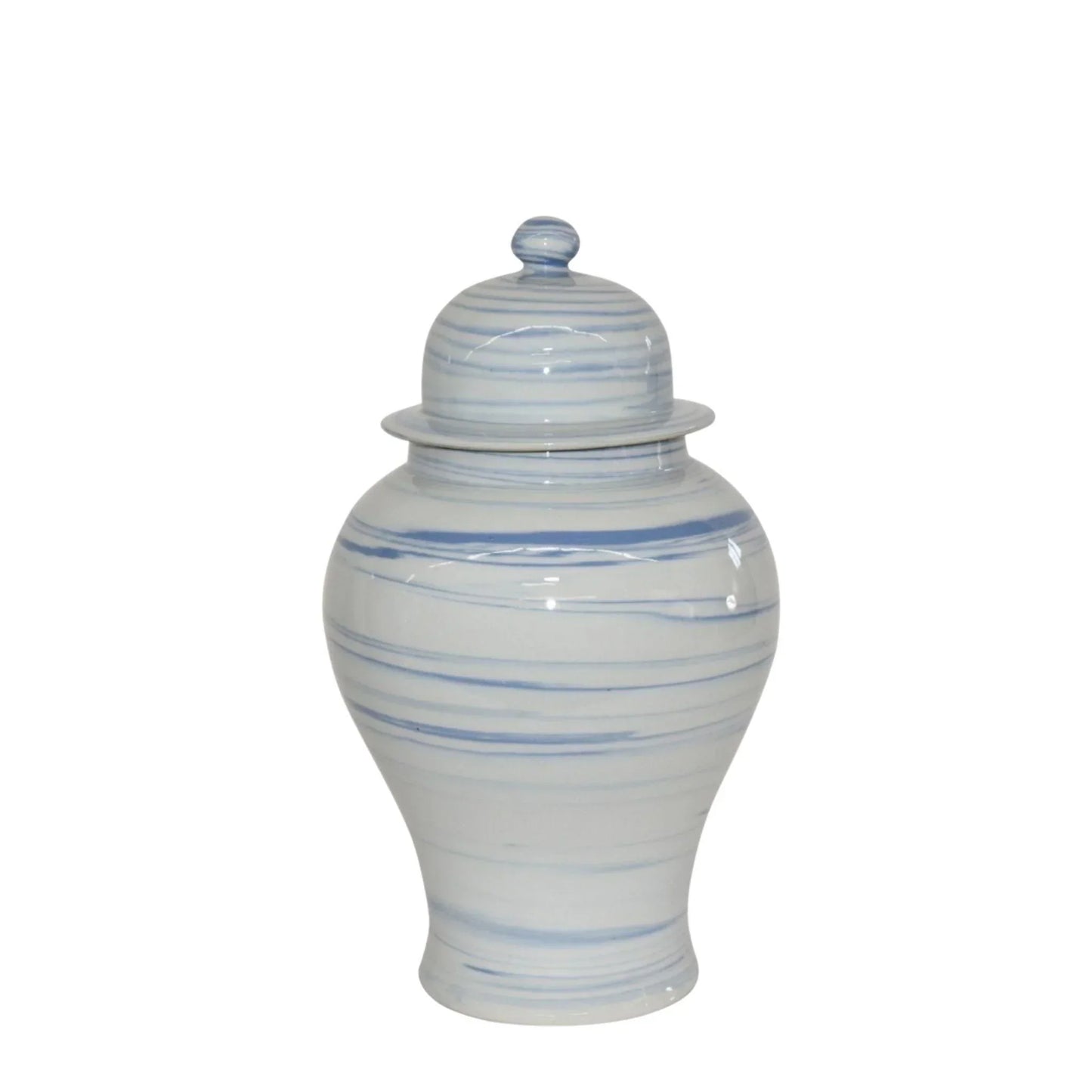 Blue and White Porcelain Marbleized Temple Jar