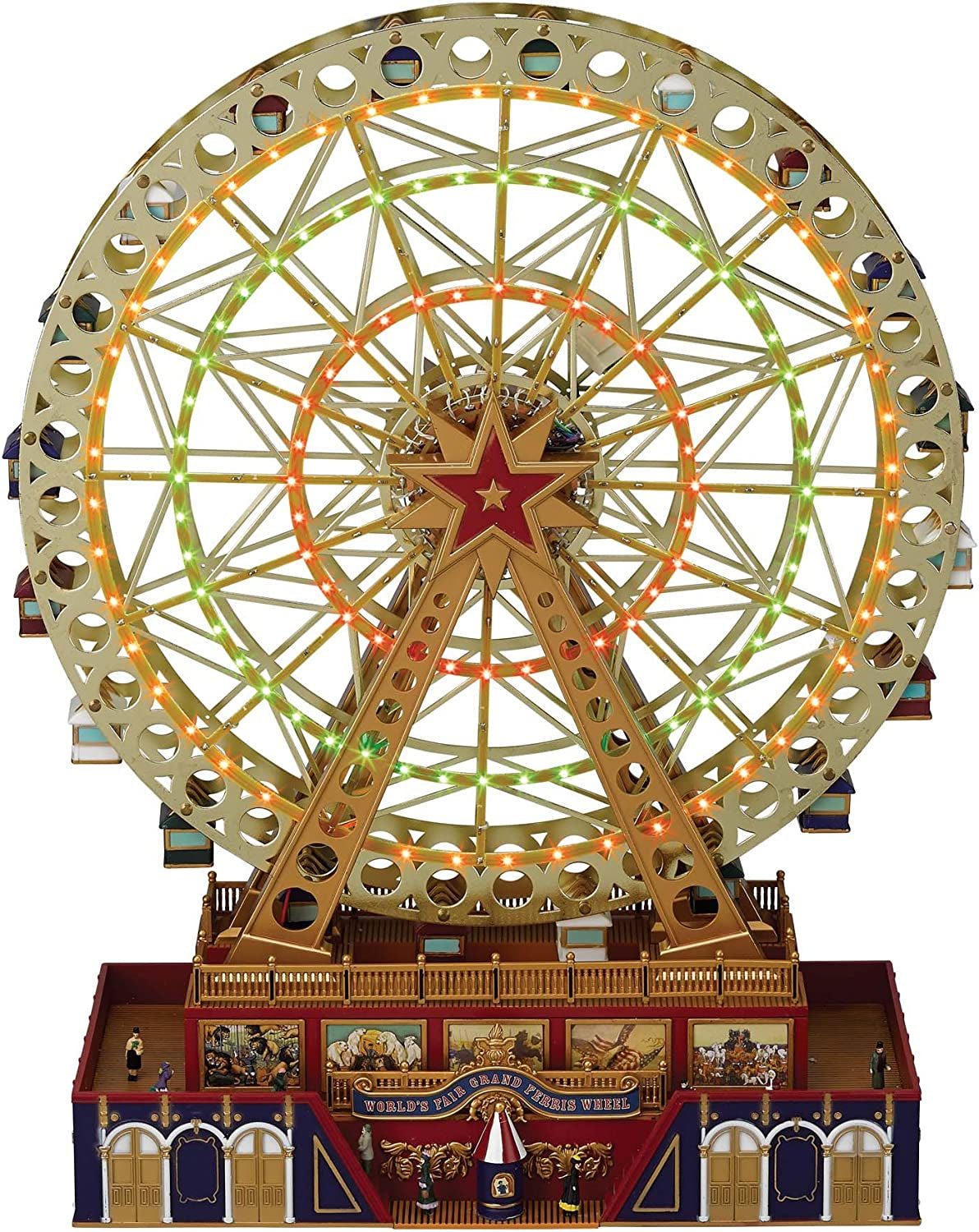 Mr. Christmas World'S Fair Grand Ferris Wheel Musical Animated Indoor Christmas Decoration, 15 Inch, Gold