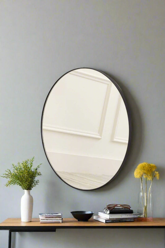 Round Black Modern Mirror