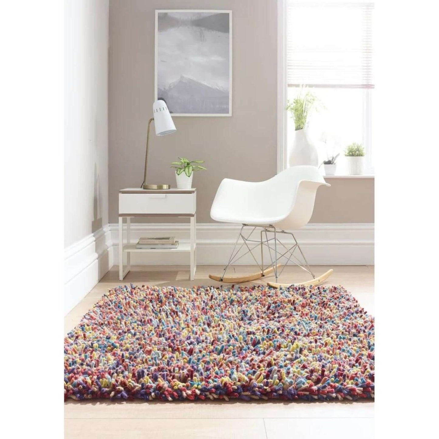 Rocks Rainbow Shaggy Pile Wool Rug