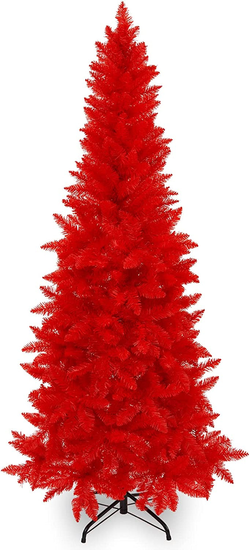 Wabolay 7Ft Artificial Pencil Slim Black Christmas Tree Unlit-Tall Skinny Hinged Full Real Tall Halloween Xmas Tree with 950 Branch Tips-Foldable Metal Stand-Easy Setup-Holiday Outdoor Indoor Décor Home & Garden > Decor > Seasonal & Holiday Decorations Wabolay Orange Red