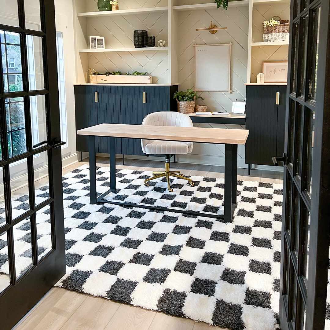 Atira Black & White Checkered Area Rug | Bold Contrast for Contemporary Spaces