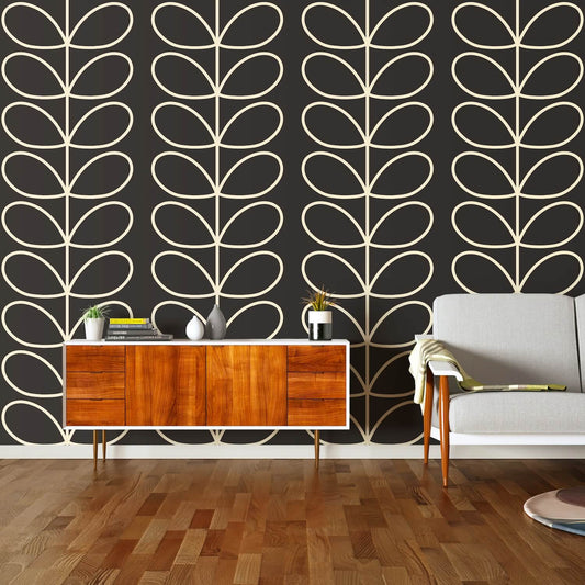 Giant Linear Stem Charcoal Wallpaper - 52cm x 10m ROW