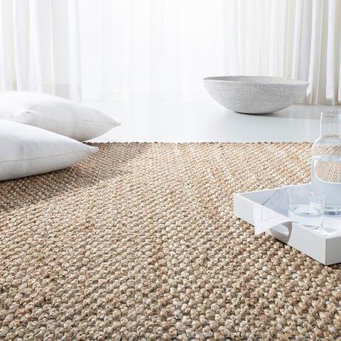 Hand Loomed Brown & White Wool and Jute Area Rug