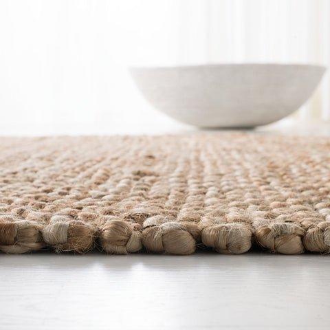 Hand Loomed Brown & White Wool and Jute Area Rug