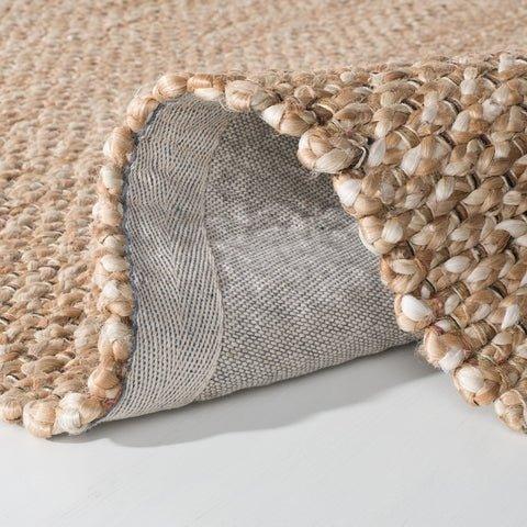 Hand Loomed Brown & White Wool and Jute Area Rug