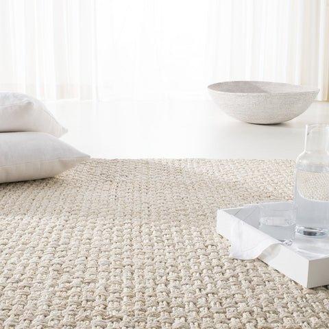 Hand Loomed Cream Jute Area Rug