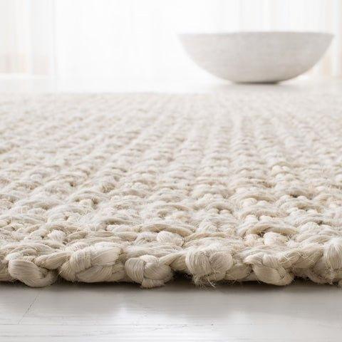 Hand Loomed Cream Jute Area Rug