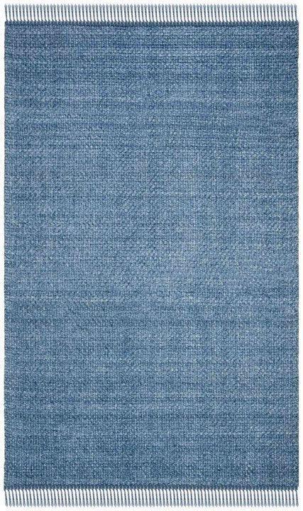 Hand Loomed Deep Blue Wool Area Rug