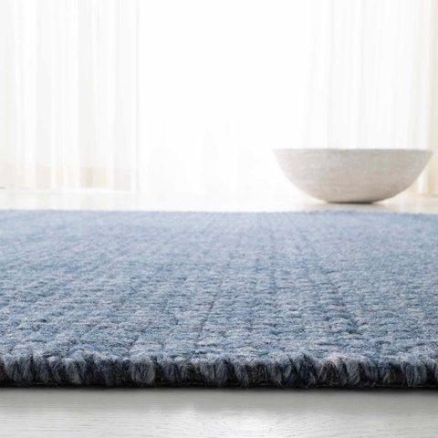 Hand Loomed Deep Blue Wool Area Rug