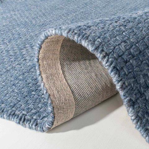 Hand Loomed Deep Blue Wool Area Rug