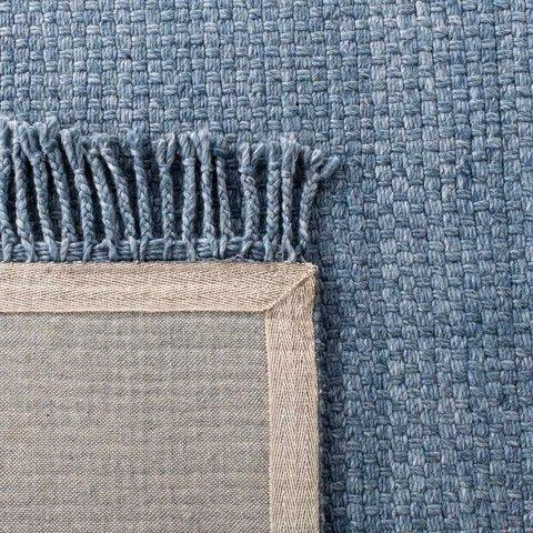 Hand Loomed Deep Blue Wool Area Rug