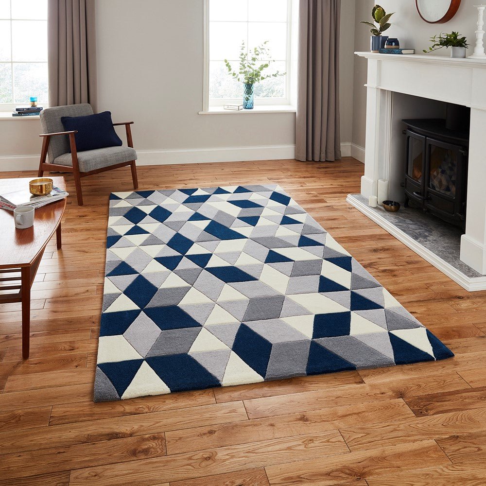 Hong Kong HK-3653 Grey/Navy Rug