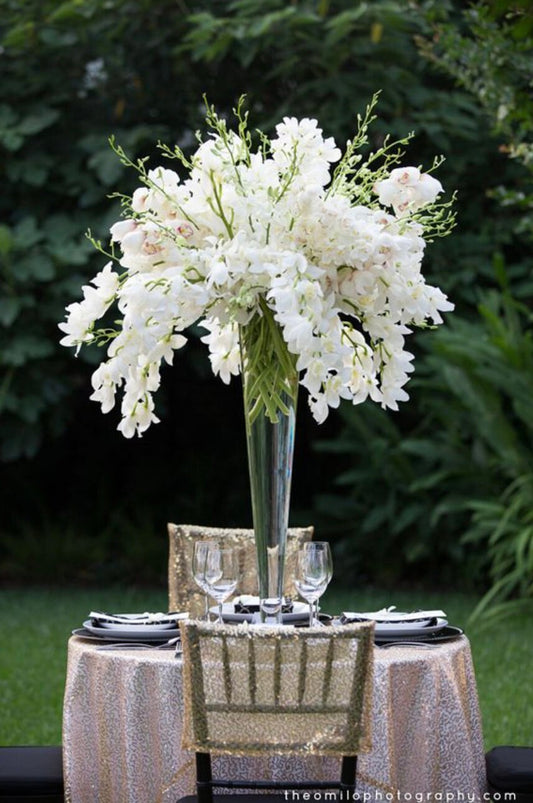 4 PACK 32" Tall Clear Flared Trumpet Glass Vases