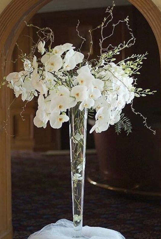 4 PACK 32" Tall Clear Flared Trumpet Glass Vases