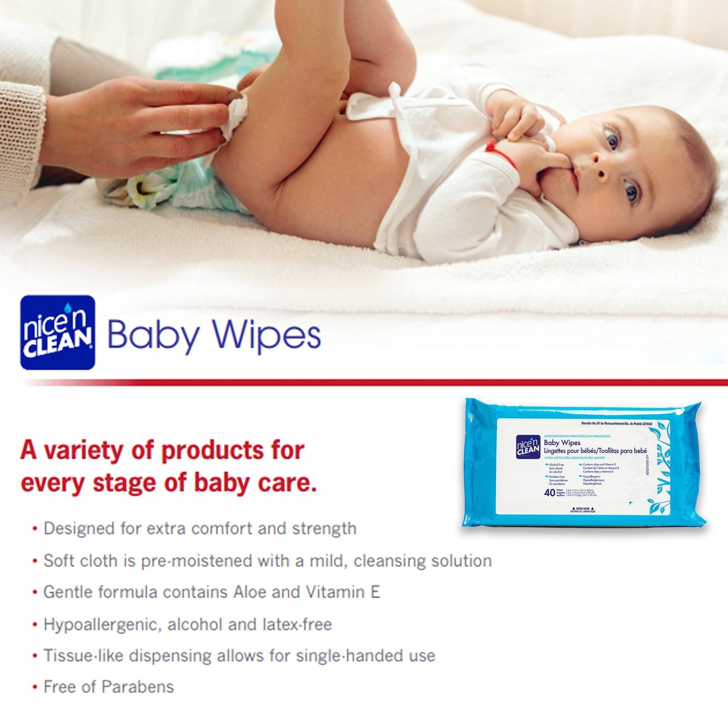 Nice’n Clean® Unscented Baby Wipes, Soft Pack