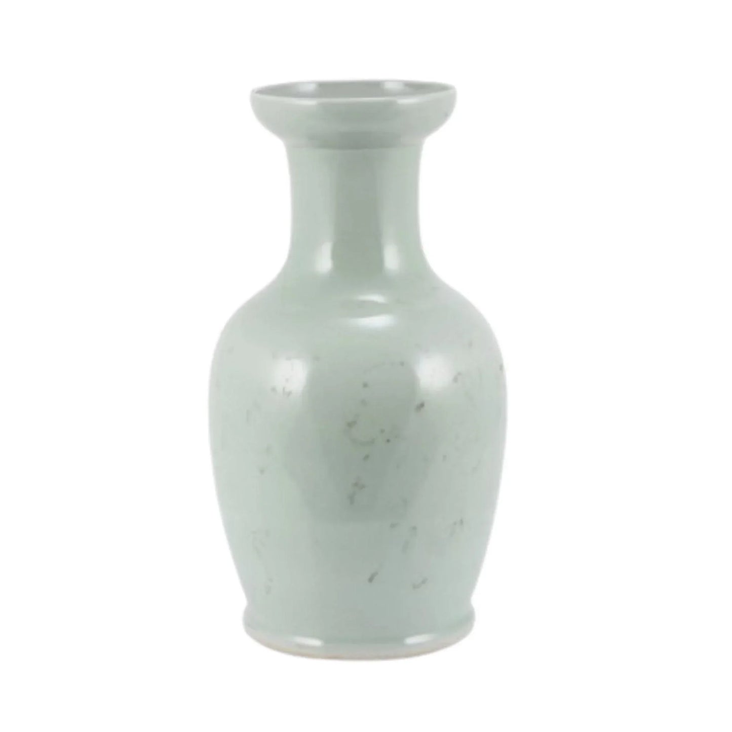 Mint Green Porcelain Vase With Dish-Shaped Opening