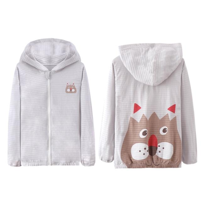 Girl's Clothing Gray / 100CM Cute Cartoon Hoodie Coat
