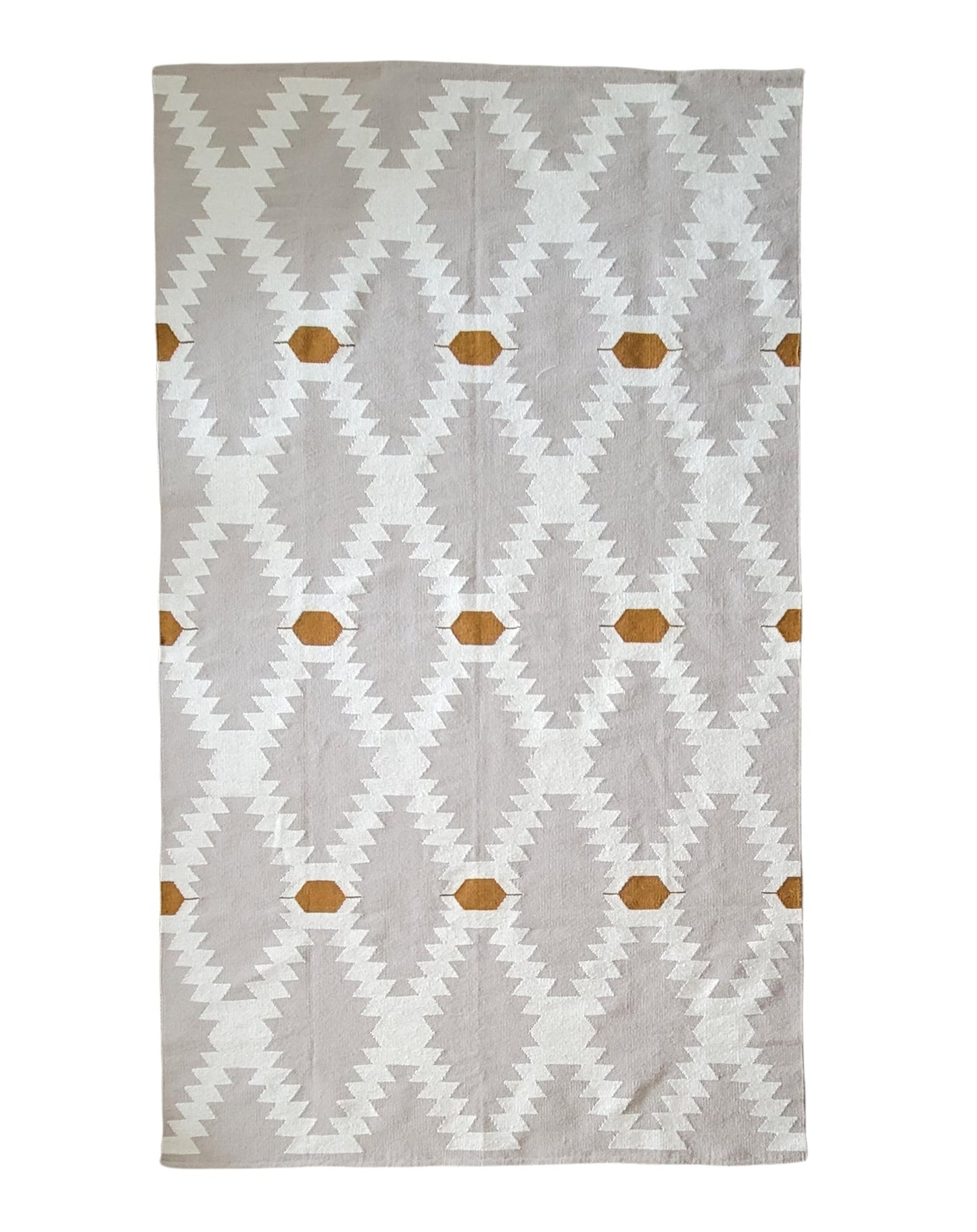 Taupe Diamonds Wool Kilim Rug