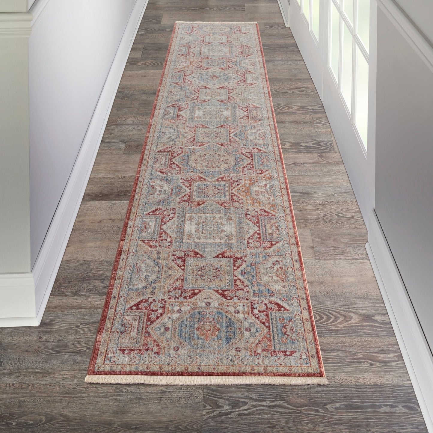 Nourison Homestead HMS02 Blue Brick Runner Rug