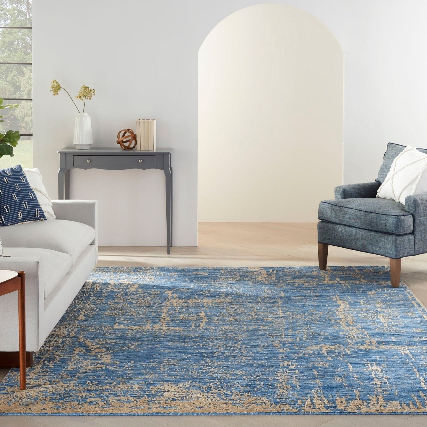 Nourison Luna LUN01 Dark Blue Mocha Rug