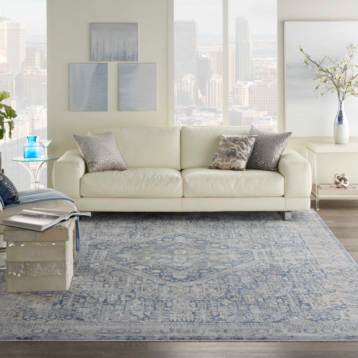Nourison Lustrous Weave LUW02 Blue / Ivory Rug