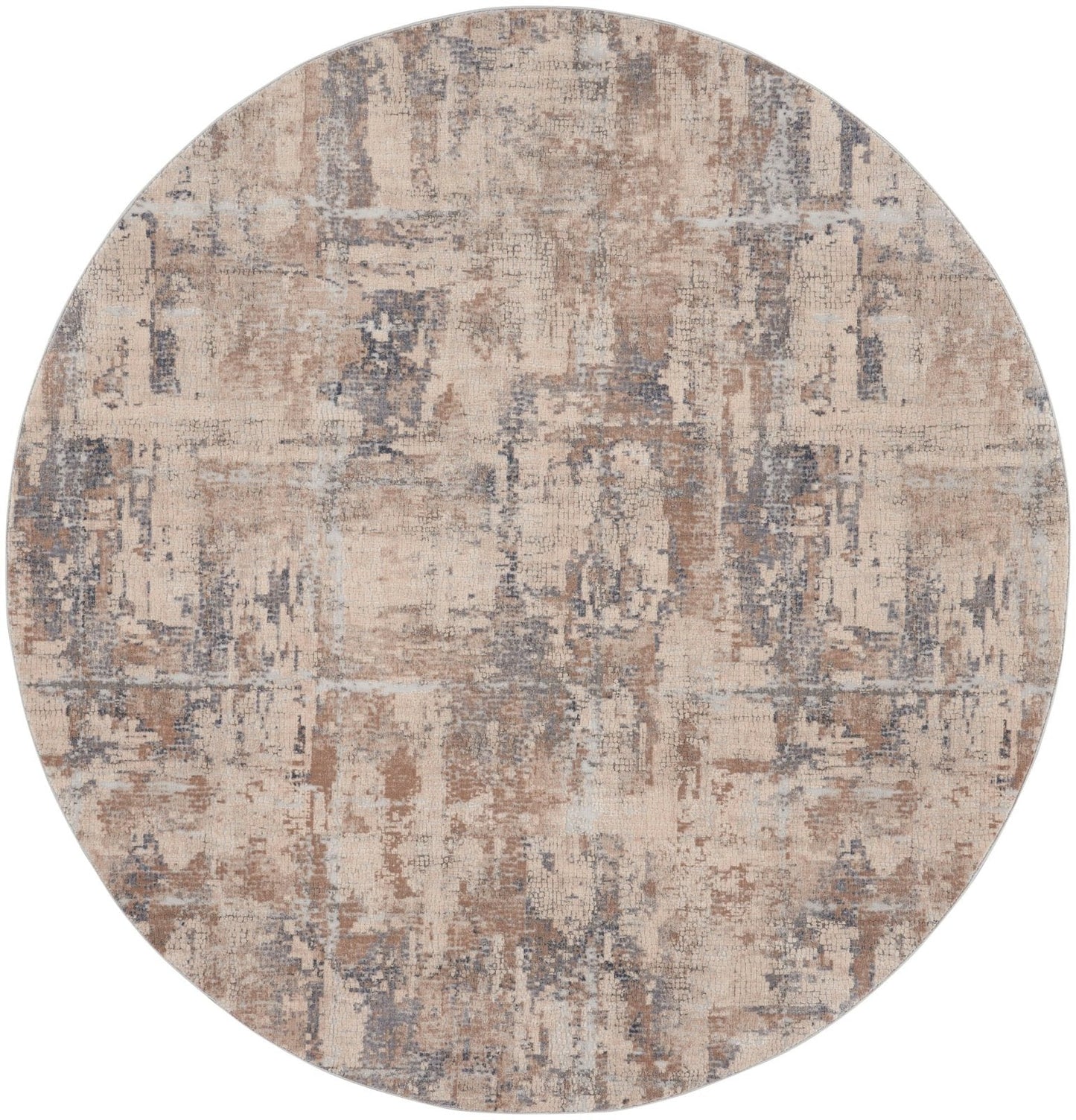 Nourison Rustic Textures RUS06 Beige Grey Round Rug