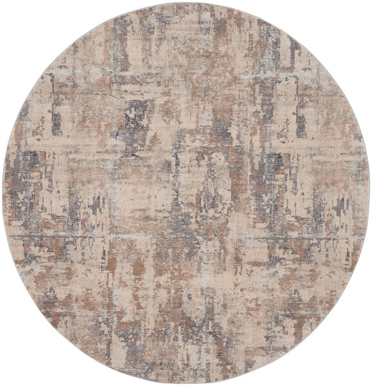 Nourison Rustic Textures RUS06 Beige Grey Round Rug