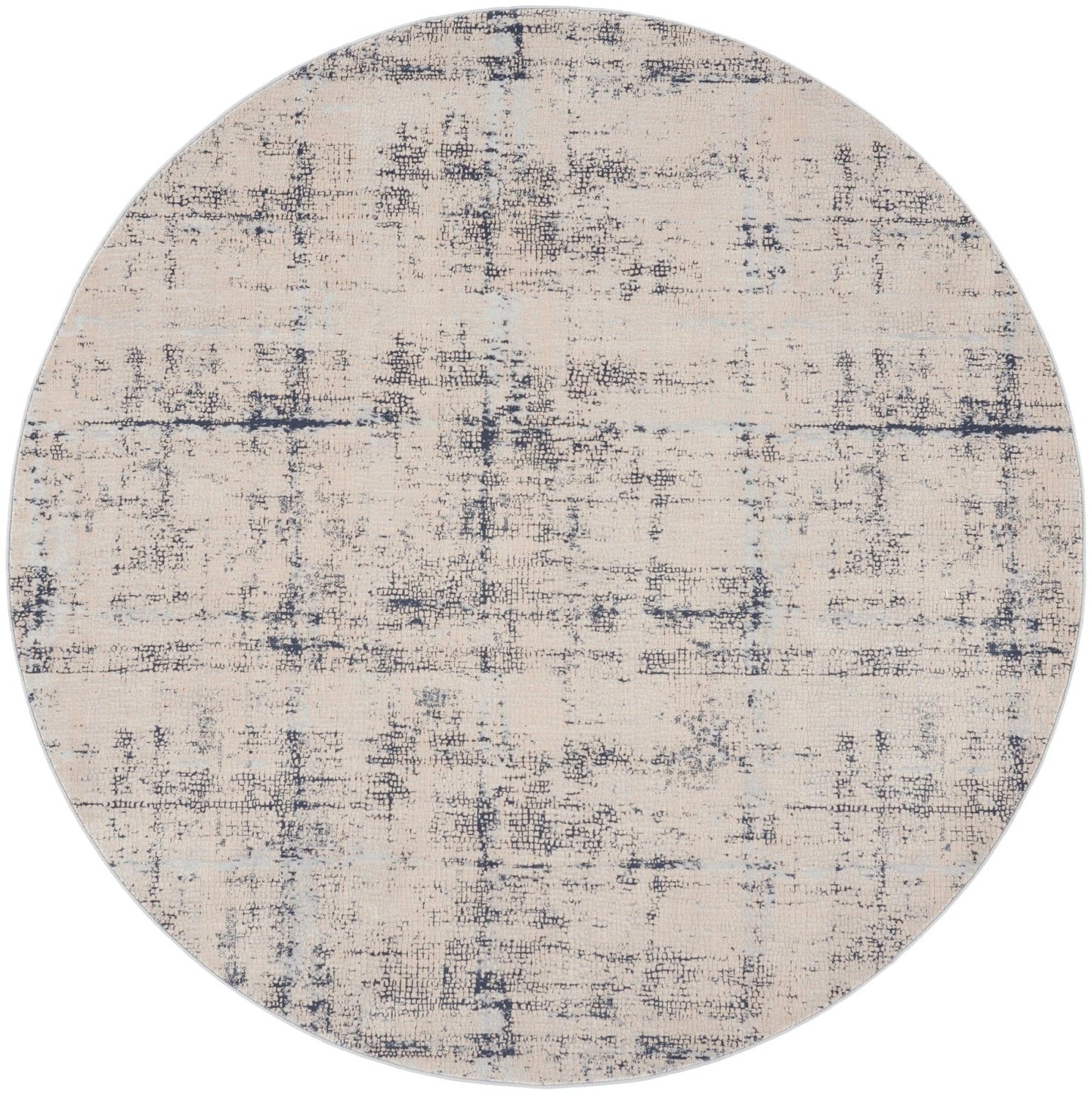Nourison Rustic Textures RUS06 Ivory Blue Round Rug