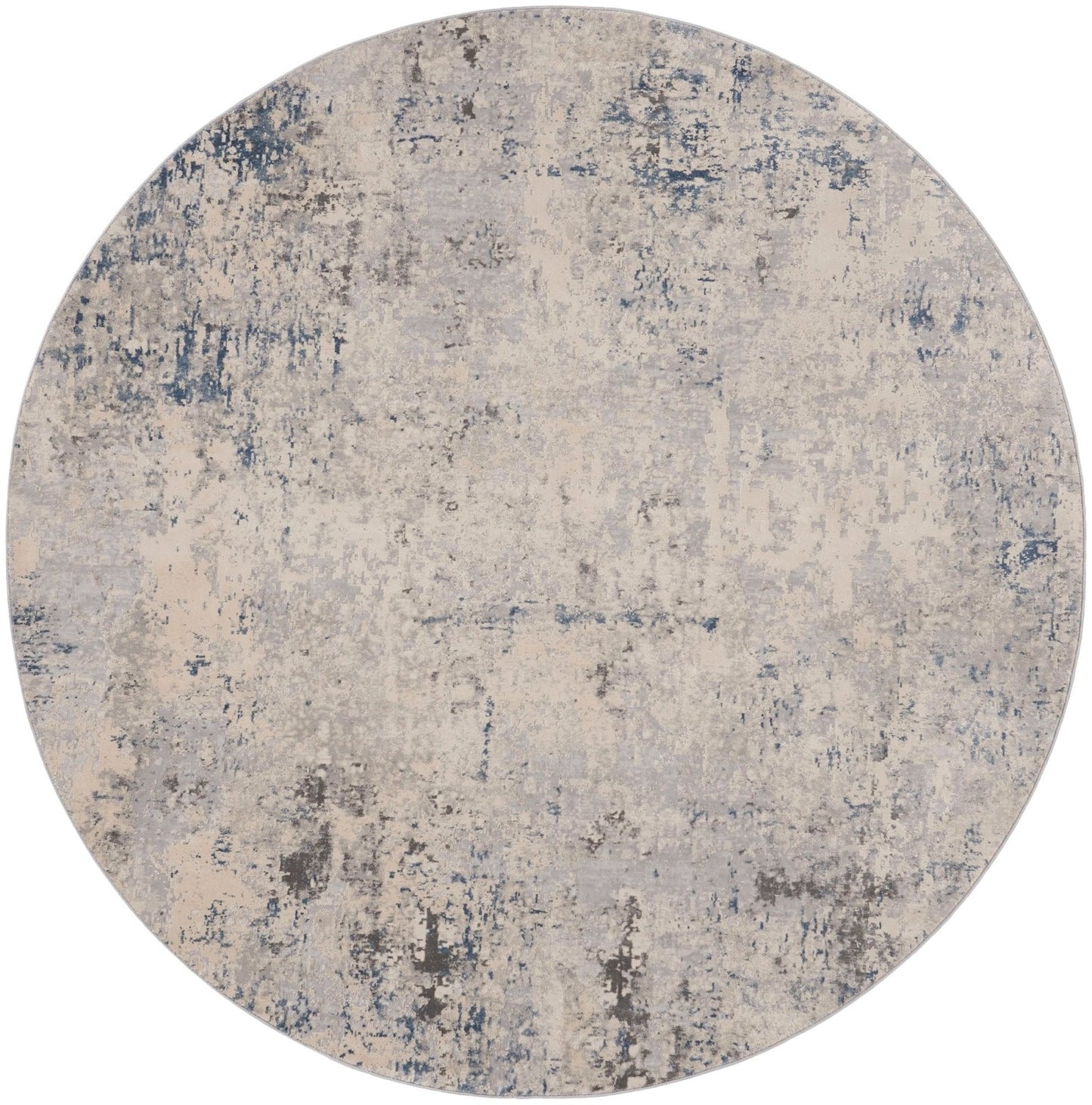 Nourison Rustic Textures RUS07 Ivory Grey Blue Round Rug